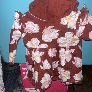 Floral Kids Top - Brown and White